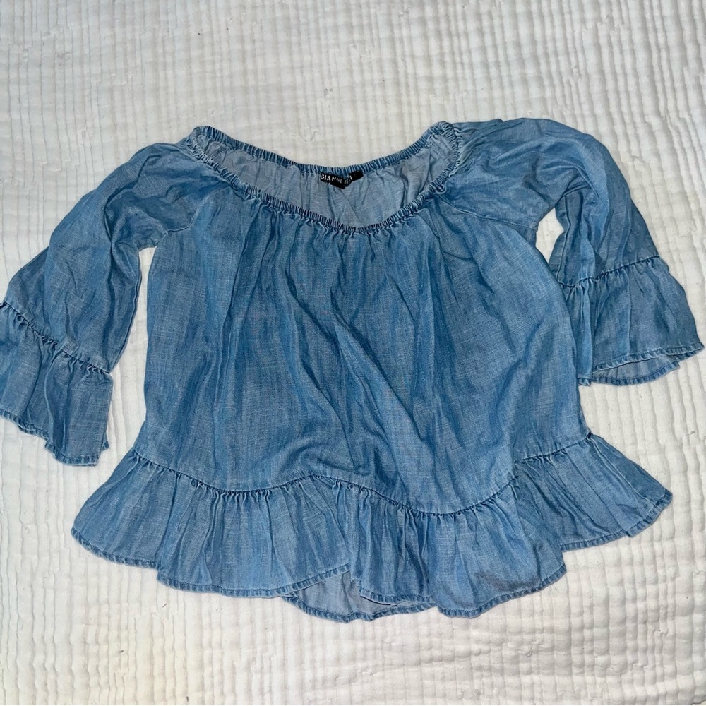 Gianni Bini ladies S thin bell sleeve denim crop top